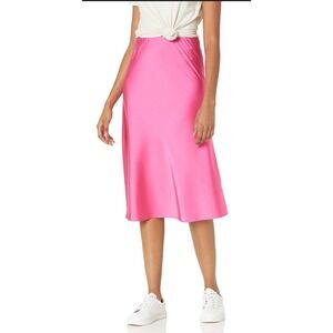NWOT THE DROP Women's Maya Silky HOT PINK Slip Skirt Size Medium